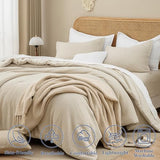 David's Home Waffle Weave Comforter Set 2PCS Twin Size, Soft Breathable Lightweight Cozy Skin-Friendly Warm for All Season, Elegant Aesthetic Home Decor Bedding Set with Pillow Shams, Linen David's Home