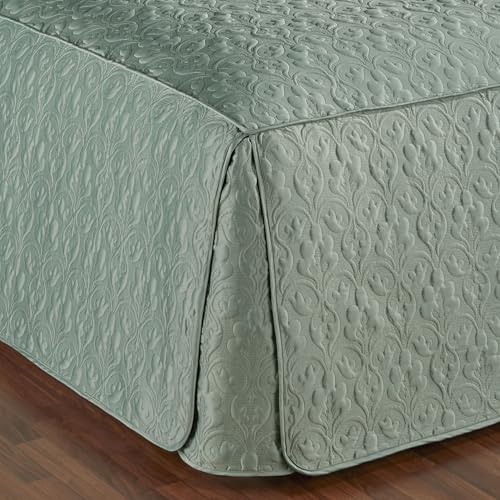 Cambridge Classic Luxury Bedding | Cool Aqua Mist Solid Color Polyester Satin | Elaborate Damask Quilting | Fitted, Oversized 24 Inch Drop | 3 Piece Bed Set Includes Cal King Bedspread & 2 King Shams Touch of Class