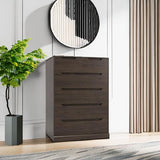 HOSTACK Modern 6 Drawer Dresser for Bedroom, Tall Chest of Drawers with Storage, Large Wood Storage Chest Organizer with Cut-Out Handle, Accent Storage Cabinet for Living Room, Hallway, Dark Brown HOSTACK