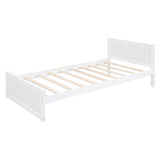 MaiDeHaoo Twin Over Full L-Shaped Bunk Bed with Desk and Shelves, Wood Bunk Bed with Storage Wardrobe and Stand-Alone Bed, White MaiDeHaoo