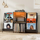 ZIFTY Record Player Stand Vinyl Storage with 6-Tier Display Holder LED Light Turntable Stand for 300 Albums Media Shelf Cabinet Stereo Cabinet Console for Vinyl Enthusiast Livingroom, Bedroom ZIFTY