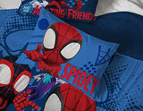 Jay Franco Kids Sheet Set with Fitted, Flat Sheets & Pillow Cover - Ultra-Soft Bedding with Pillowcase for Room Decor, White - Spidey & Friends, 4 Piece Full Jay Franco