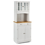 Giantex 67" Modern White Pantry Cabinet with Drawers and Glass Doors Giantex