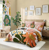 Tyrot 3 Piece Boho Floral King Size Quilt Sets Farmhouse Botanical Reversible Lightweight Bedspread Coverlet with 2 Shams Mid Century Leaves Microfiber Bedding Quilts Set for All Season, 106''x96'' Tyrot