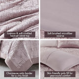Madison Park Queen Comforter Set, Luxe Velvet, Satin Binding Comforter for a Queen-Size Bed, Cozy Velvet Comforters, All Seasons, Lightweight, Down Alternative Bedding, Full/Queen, Blush 5 Piece Madison Park
