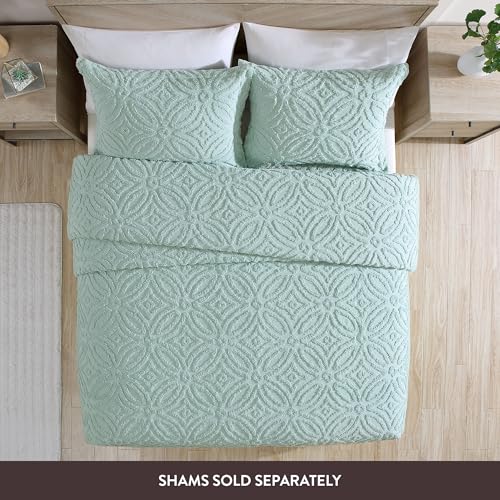 Beatrice Home Fashions Wedding Ring Chenille Bedspread, King, Blue Beatrice Home Fashions