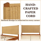Bme Selina King Size Wood Platform Bed Frame with Handcrafted Paper Cord Headboard - No Box Spring Needed Bme