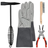 Worldity 4Pcs Welding Slag Removal Tool Set, 10 Inch Chipping Hamme with Coil Spring Handle, Mufti Functional Welding Pliers, Wire Brush, Welding Gloves for Cleaning Removing Slag Worldity
