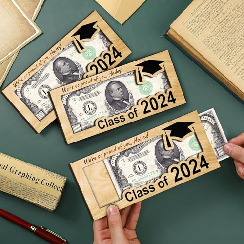 TM TEEMAN Personalozed Graduation Money Holder 2024, Custom 2024 Graduation Gifts, Grad Money Gifts, Unique Greeting Cards, Cash Gift Ideas for Graduation, Hanging Double-Layer Cash Holders (s4) TM TEEMAN