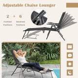 Giantex Lounge Chair Outdoor Set of 2 - Tanning Chair with 6 Adjustable Backrest, 2-Level Footrest, Folding Sunbathing Lounger for Patio, Poolside, Yard, Chaise Lounge Chair, Beach Chair (Black)