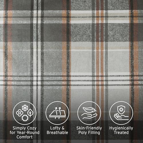 Intelligent Design Queen Duvet Cover Set Plaid Classic Cabin Lodge Duvet Cover Queen Size, Modern Casual Lightweight All Season Bedding Cover Queen, Matching Shams, Blake, Full/Queen Tan/Gray 3 Piece Intelligent Design