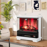 ORALNER 27” Electric Fireplace with Mantel, 3-Sided Glass View, Wooden Surround Firebox, Freestanding Fireplace Heater w/ 7 Flame Colors, Remote & 6H Timer, Overheat Protection, 1400W (White) ORALNER