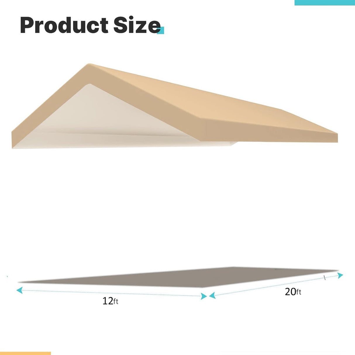FORALEBEN Carport Replacement Canopy Cover for 12' x 20' Car Tent Top Garage Shelter Cover Tarp with Ball Bungees (Only Top Cover, Frame Not Include) (Beige, 12' x 20') FORALEBEN