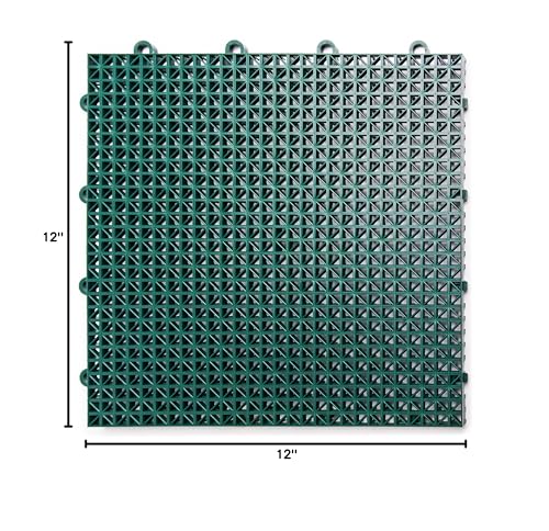 Big Floors DT40EVGN DuraGrid Outdoor Modular Interlocking Multi-Use Plastic Deck Tile, 40 Pack, Evergreen