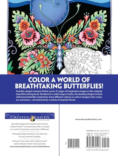 Creative Haven Butterflies Flights of Fancy Coloring Book (Adult Coloring Books: Insects) Dover Publications
