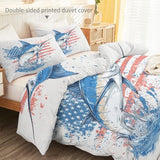 Aesthetic Duvet Cover Set White - Single 3-Piece Double-Sided Printed Bedding with Minimalist Fish Flag National Design, Ultra-Soft Microfiber Quilt Cover with Zipper for a Calm Generic