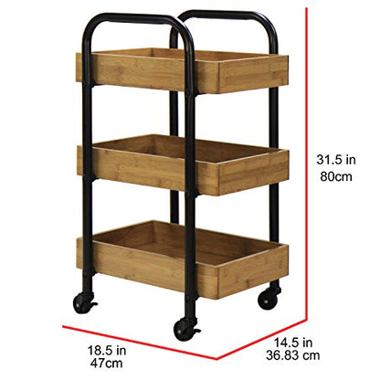 Oceanstar 3SC1675 Portable 3 Removable Trays Storage Cart - WoodArtSupply