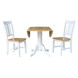 IC International Concepts K02-42DP-C10-2 42" Dual Drop Leaf Table with 2 San Remo Splatback Chairs-3 Piece Dining Set, White/Natural IC International Concepts