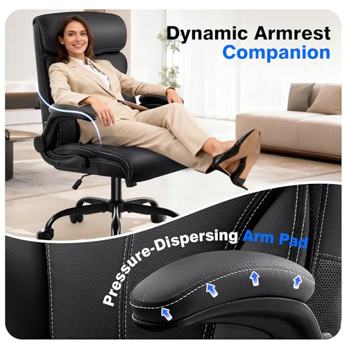 AreShark Office Chair - Executive High Back Breathable Comfy Desk Chair with Lumbar Support - Ergonomic Leather Rolling Swivel Computer Chair with Rock Function for Working Studying Gaming Relaxing AreShark