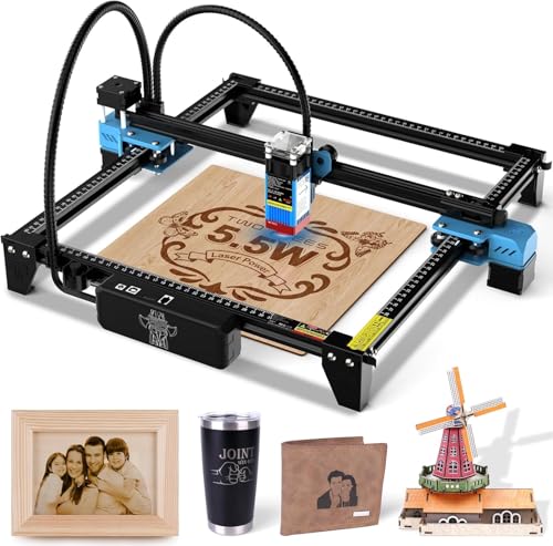 Twotrees TTS-55 Pro Laser Engraver 5500mW Laser Engraving Machine,Laser Cutter,30000mm/min Speed,0.08mm Laser Spot Engraver Machine for DIY,Wood,Metal,Acrylic,Glass,Stainless Steel Twotrees
