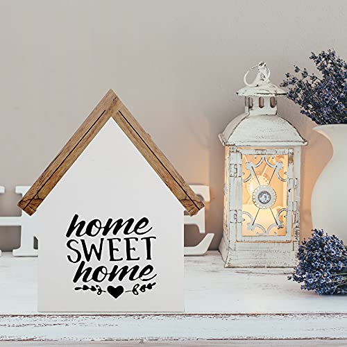 Jetec Wood Welcome Home Sign Sweet Home Tiered Tray Decor Farmhouse Decor Home Sign Shelf Decor House Shape Double Sided Home Sweet Home Decor Home Sign for Living Room Window Shelf Desk Office Jetec