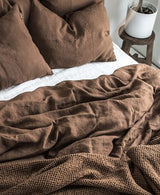 Linen Bedding Set in Walnut. Duvet Cover and 2 Pillowcases Set. King, Queen, Twin, Full, Double, Single Size. Dark Brown Linen Bedding Set (King 90x104) Generic
