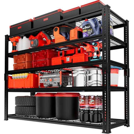 Storage Shelves, Garage Shelving Heavy Duty 2800 LBS Capacity, 48"L x 18"W x 72"H Adjustable Metal Shelving Organizer Wire Rack, 5 Tier Utility Shelf Unit for Pantry Closet Warehouse Organization MODCART
