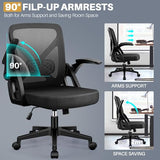 FelixKing Office Chair - Ergonomic Desk Chair Breathable Mesh Task with Wheels and Lumbar Support Home Desk Office Chairs with Flip up Armrest Rolling Swivel for Home Computer Black Pack of 6 FelixKing