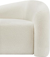 Meridian Furniture 186Cream-S Kali Collection Modern | Contemporary Sofa with Soft Cream Faux Shearling Teddy Fabric, Curved Back, 86" W x 33" D x 27" H, Cream Meridian Furniture