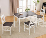 chairus Dining Table Set for 4 Farmhouse Dining Table and Chairs Set Wooden Rectangle Dinette Set of 5 for Small Space Kitchen Dining Room Living Room, Brown/White chairus