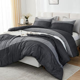 Litanika Queen Comforter Set Black White Grey - 3 Pieces Lightweight Summer Bedding Set, All Season Down Alternative Comforter (1 Comforter, 2 Pillowcases) Litanika