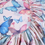SDIII Colorful Butterfly Full Fitted Sheet with 2 Pillowcases, Not Including Flat Sheet, Soft Microfiber Deep Pocket Butterfly Bed Sheets Full Girls SDIII