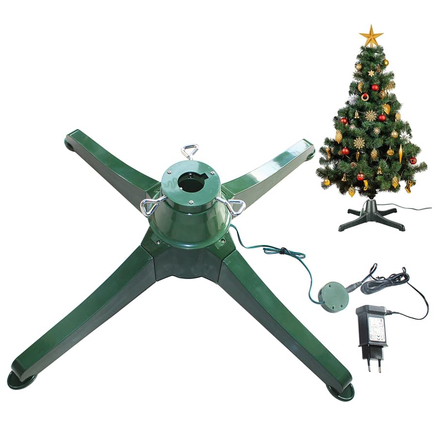 Rotating Christmas Tree Stand - Electric 360 Degree Adjustable Christmas Tree Stand, Heavy-Duty Artificial Xmas Tree Stand Base with Casters and Adjustable Base, Metal Christmas Tree H