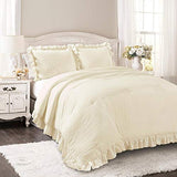 Lush Decor Reyna Ruffle Comforter Set - 3 Piece Cozy Ruffled Bedding Set - Timeless Elegance and Comfort for Dorm Room - Full/ Queen, White Lush Decor