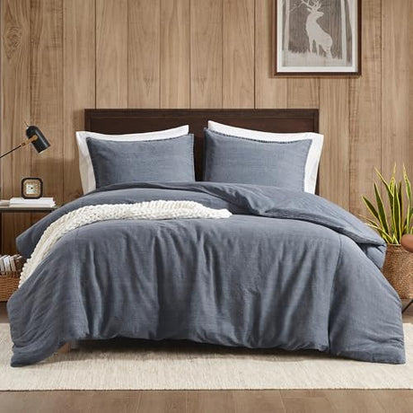 Woolrich King Duvet Cover Set Cotton Stone Washed, Oversized Duvet Cover for King Size Bed, All Season Soft King Size Bedding Cover, McKenzie, King/Cal King Blue 3 Piece Woolrich John Rich & Bros.