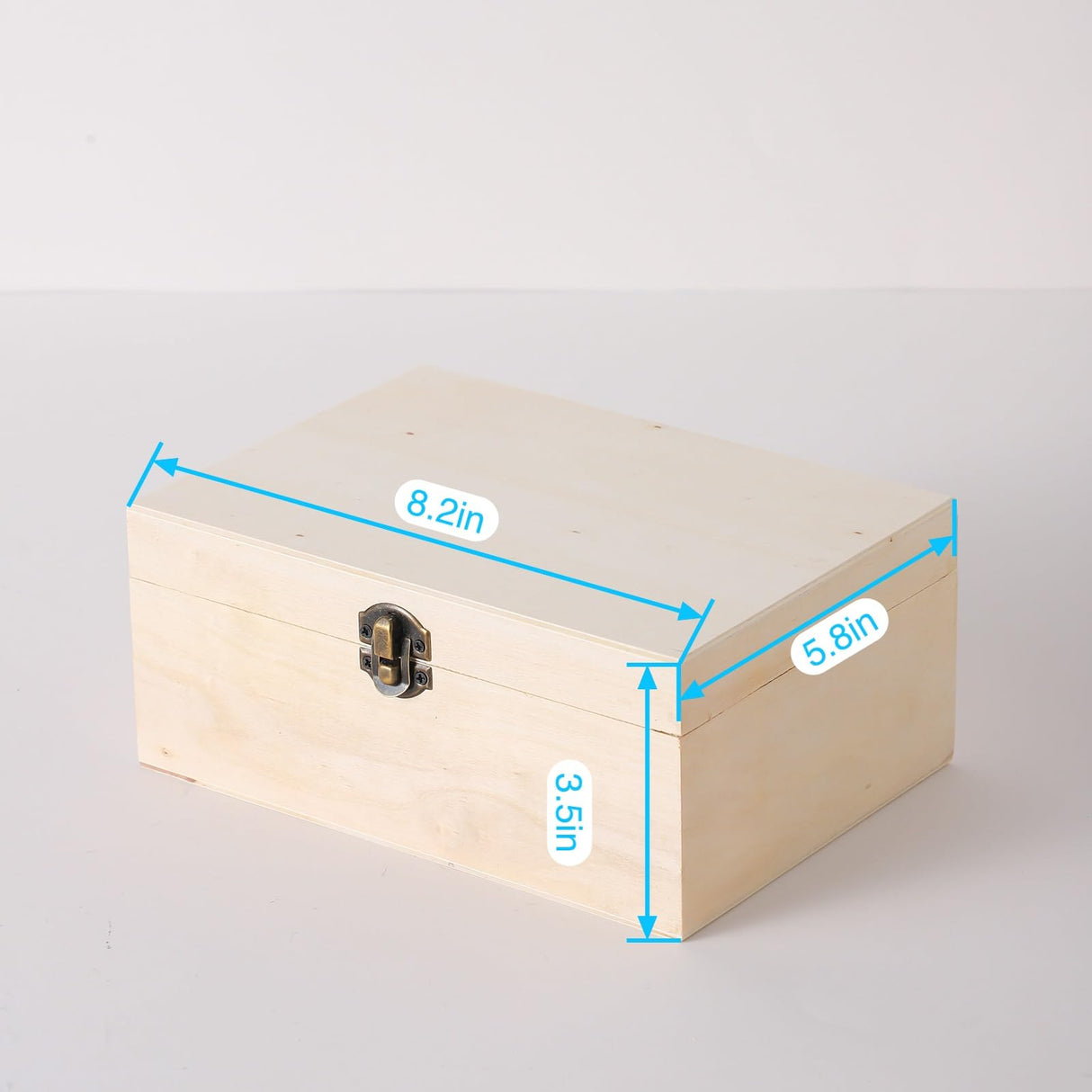 Xhqsulsclac 2 Pack Large Unfinished Wooden Box with Locking Clasp - 9.2x6.9x4.5 in-8.2X5.8X3.5in Natural Super Thick Poplar Box DIY Keepsake Wooden Box Xhqsulsclac