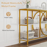 Giantex Narrow Long Console Table, 3-Tier Entryway Table with Faux Marble Top & Heavy-Duty Metal Frame, Mid-Century Accent Sofa Tables with Open Storage Shelves for Living Room, Hallway(White+Gold) Giantex