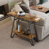 Cibert 41.3" Narrow Console Table, 2-Tier Storage Entryway Table with Faux Marble Top & Metal Frame, Sofa Table Behind Couch Table Hallway Table for Entrance Foyer Living Room Bedroom, Rusitc Brown Cibert
