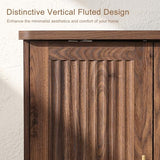 Okvnbjk Modern Sideboard Buffet Cabinet with Storage — Fluted Coffee Bar Cabinet with 4 Doors & Adjustable Shelves for Kitchen, Dining Room, Living Room & Hallway Okvnbjk