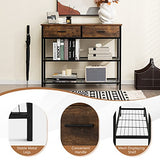 Giantex 39.5” Console Table with Storage Drawer - Entryway Table with 2 Drawers, 2-Tier Shelves, Anti-Toppling Design, Metal Frame, Sofa Side Table for Hallway, Living Room Entry Table (Brown) Giantex