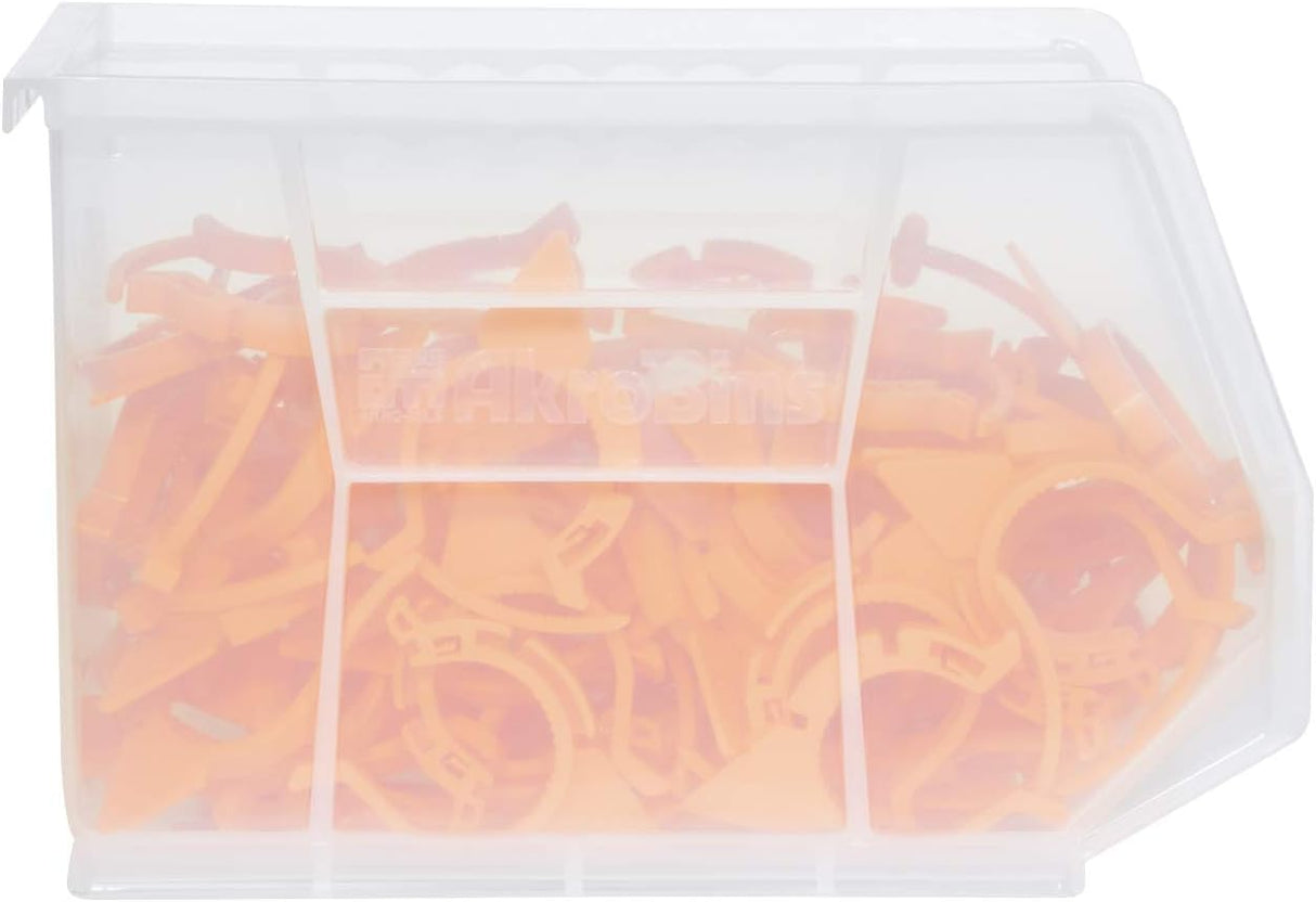 Akro-Mils 30239 AkroBins Plastic Storage Bins, Space-Saving Stackable Bins for Garage, Pantry, Craft Organization, 11-" x 8-" x 7-", Clear, 6-Pack Akro-Mils