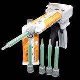 Bigbong 2pcs 50ml 1:1 Epoxy Resin Black AB Glue Epoxy Glue 2-Part Epoxy Adhesive Epoxies & 5pcs 1:1 Mixing Nozzles Static Mixer & 1pc 50ml 1:1 Manual Applicator Dispensing Gun Dispenser Applicator Bigbong