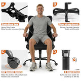 Ergonomic Office Chair with Flip-up Armrests 300lbs,Middle-Tall Computer Office Desk Chair with Lumbar Support,Executive Leather Chair with Rocking Function Adjustable Height for Home Office Box DesignLab