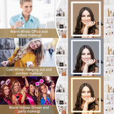 GAOMON Makeup Vanity Desk with Lights and Mirror, Vanity Table with 3 Lighting Modes, Storage Drawer, Shelves, Charging Station and Included Stool for Bedroom, Marble White GAOMON