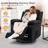 Korser Recliner Chair, 360 Swivel Rocker Chair for Adults, Small Rocking Recliner for Small Spaces, Upholstered Fabric Glider Recliner Nursery (Swivel Rocker Recliner, Charcoal Black)