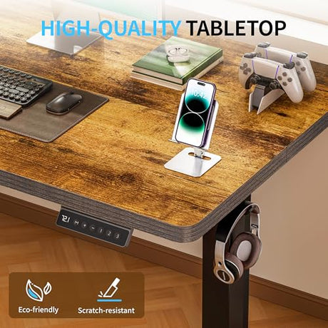 BIZUM Electric Standing Desk, 55" x 24" Height Adjustable Desk, Rustic Brown Sit to Stand Desk Memory Gaming Computer Workstation for Home Office BIZUM