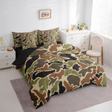 Feelyou Duck Hunter Green Camouflage Hunting 7 Pieces Bedding Set, Twin Size Black Brown All Season,Bed in a Bag with Comforter, Sheets, Pillowcases Camo Army Bed Set Breathable Wild Room Decor Feelyou