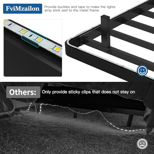 FviMzailon Full Size Floating Bed Frame - Metal Platform Bed with Smart LED Lights & Charging Station, No Box Spring Needed FviMzailon