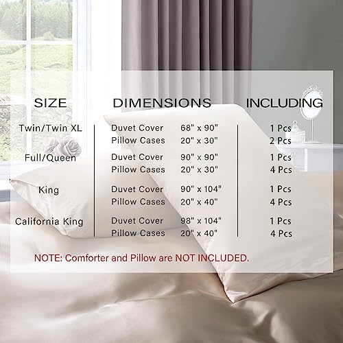 P Pothuiny 5 Pieces Satin Duvet Cover King Size Set, Luxury Silky Like Taupe Duvet Cover Bedding Set with Zipper Closure, 1 Duvet Cover + 4 Pillow Cases (No Comforter) P Pothuiny