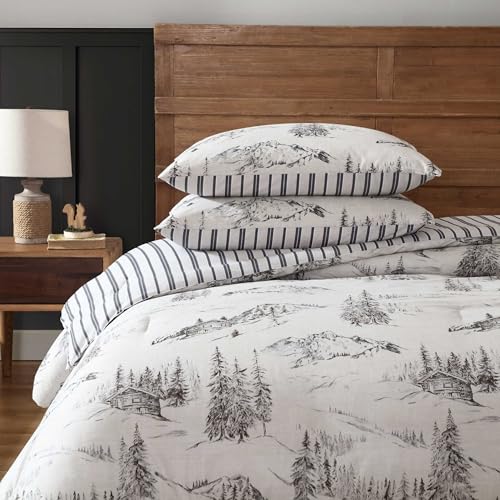 Eddie Bauer - Full/Queen Duvet Cover Set, Super Soft Bedding with Matching Sham(s), Bedding Set, Oeko-Tex Certified (Rocky Mountain Cabin Grey, Full/Queen) Eddie Bauer